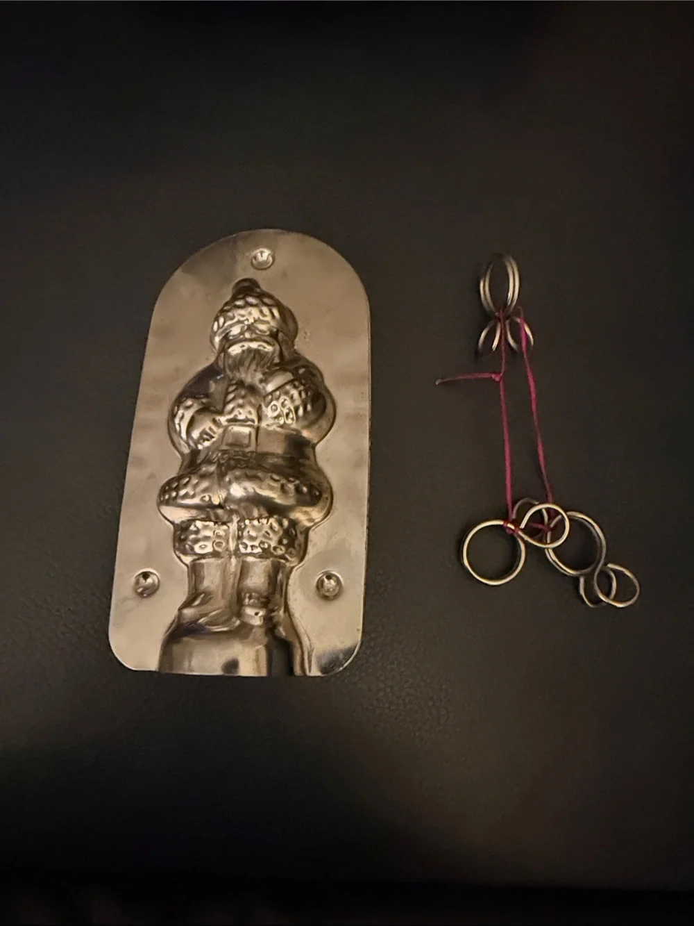 Vintage Metal Santa Chocolate Mold with Ring Clips
